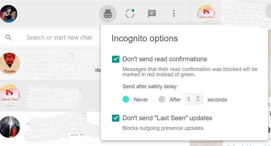 Hide online status on Whatsapp